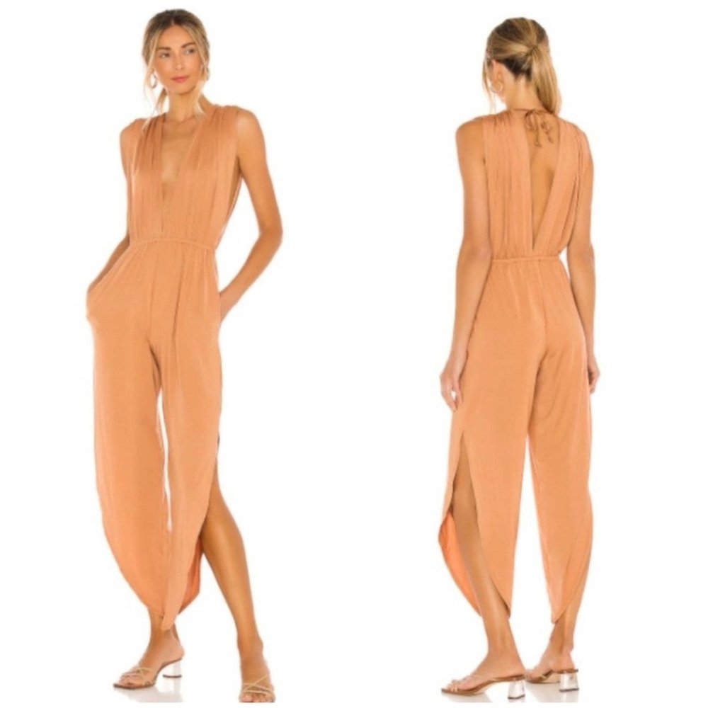 We Are Hot As Hell Michele Bell Jumpsuit in Brown Sugar
